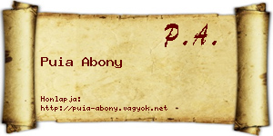 Puia Abony névjegykártya